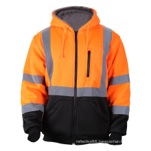 Lined Fleece Sweatshirts Mens Work Reflective Safety Jacket